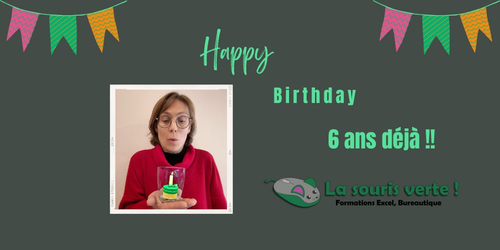 Formation Bureautique Toulouse Photo Anniversaire La Souris Verte Formation Excel Formation bureautique toulouse 6 ans dexpertise tutoriel excel'anniversaire avec formatrice Excel portant un petit gâteau avec une bougie. formation word excel Cours informatique pour seniors