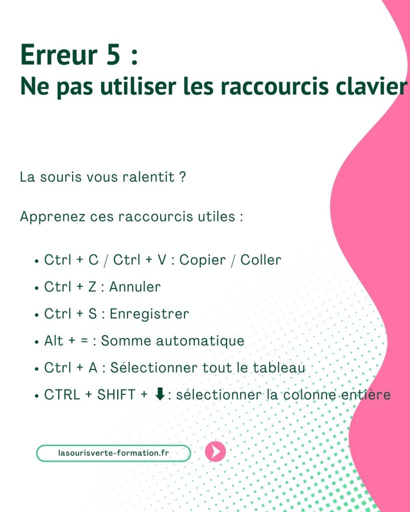 Ne Pas Utiliser Les Raccourcis Clavier La Souris Verte Formation Excel Optimisez votre utilisation dexcel découvrez les 5 erreurs à éviter tutoriel excel